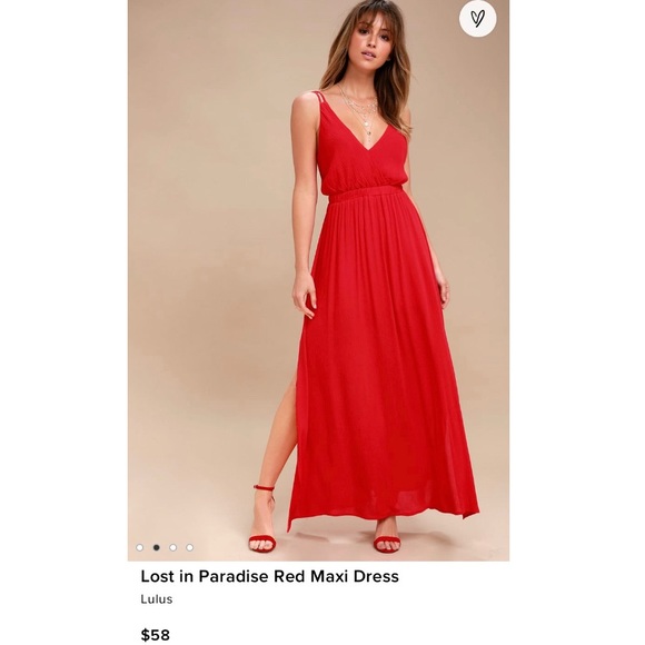 Lulu’s Lost In Paradise Red Maxi Dress - Picture 4 of 8